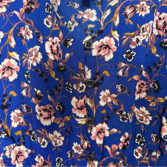 Knox Rose Navy Floral Maxi Dress size L with longer back and ruffled sleeves - Picture 5 of 8